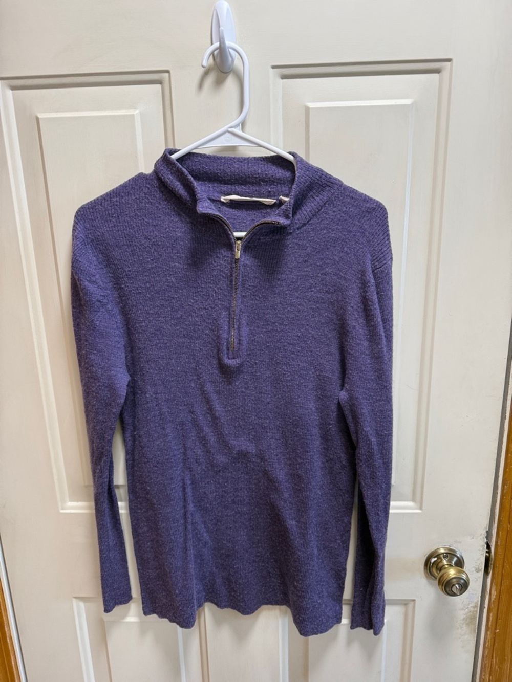 Soft Surroundings Half-Zip Purple Wool Sweater Longer Length size L